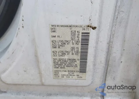 2021 Nissan Nv Cargo Nv2500 Hd Sv High Roof V6 from USA, damaged, VIN 1N6BF0LY5MN808939